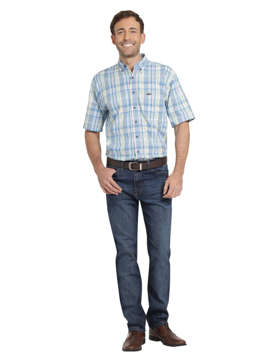 Jeans straight lavado whisker para hombre 3