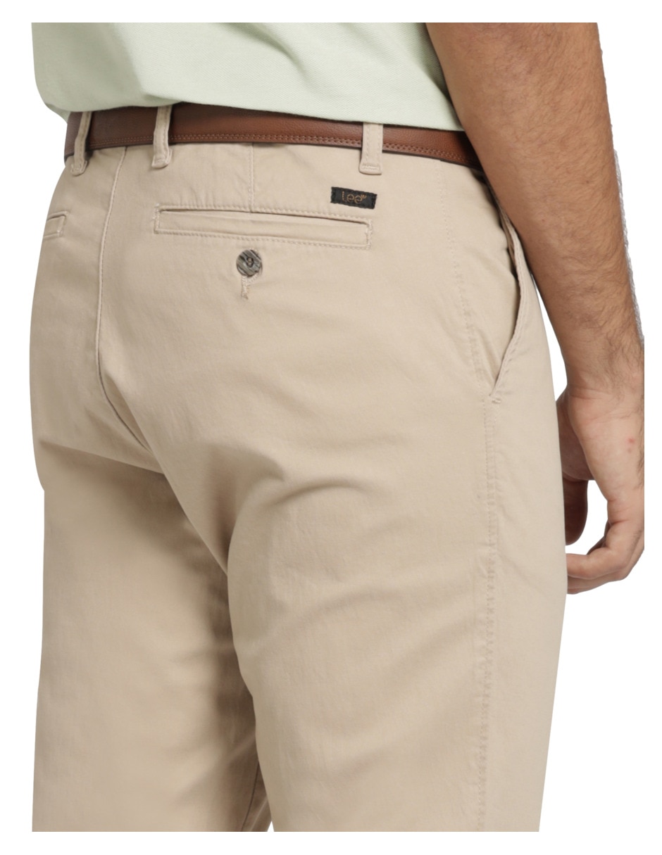 Pantalón chino regular de gabardina para hombre 4