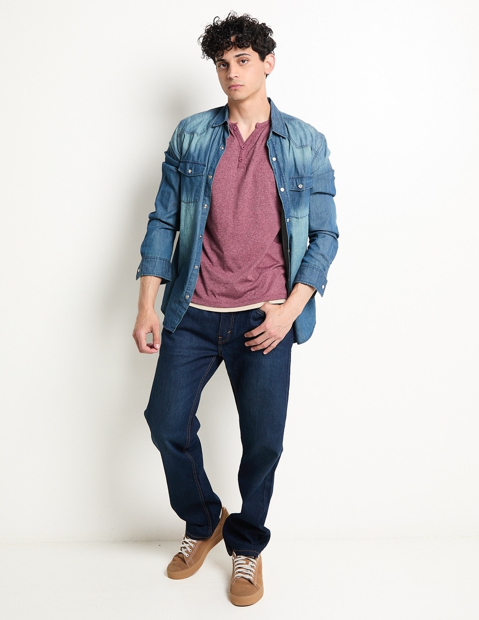 Jeans straight lavado obscuro para hombre 3