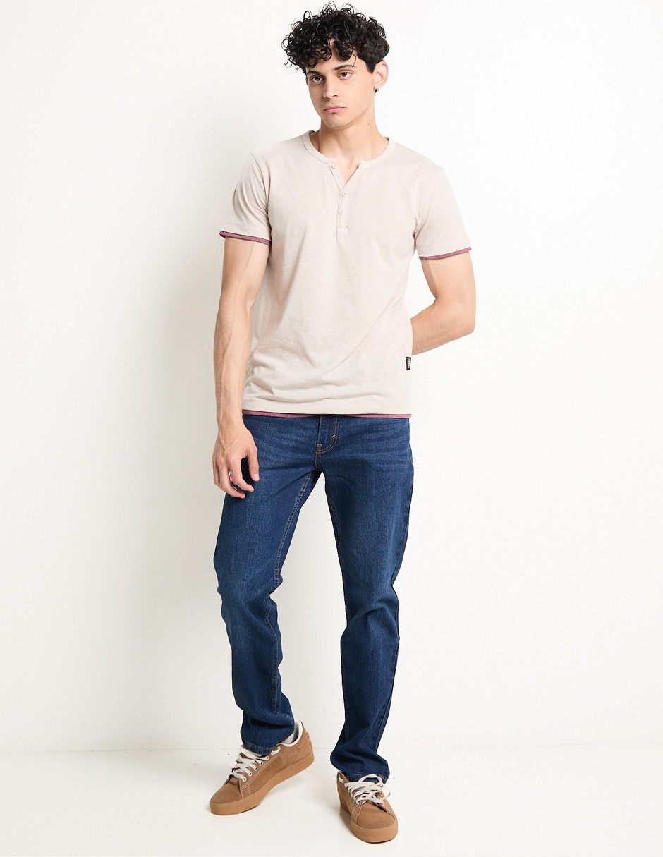 Jeans straight lavado obscuro para hombre 3
