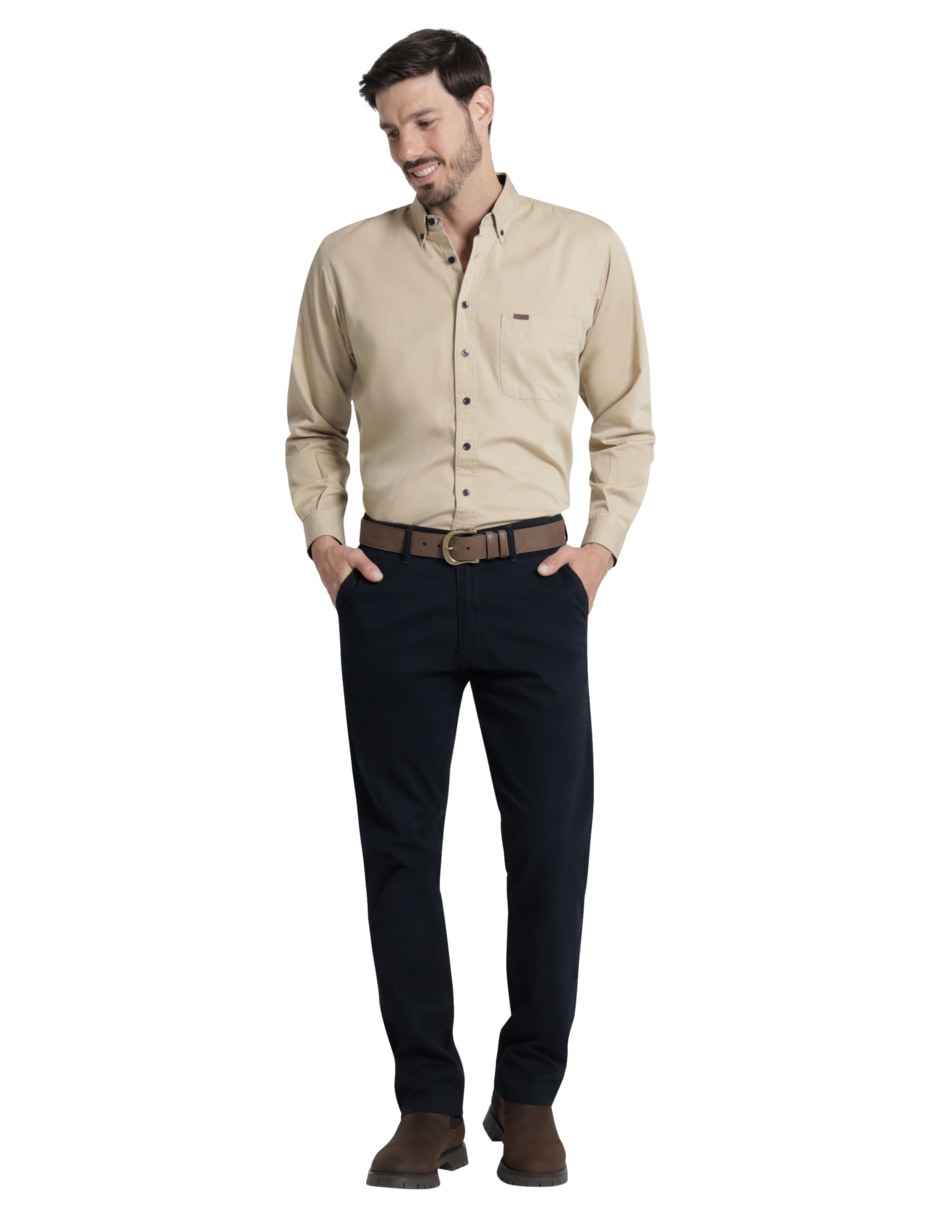 Pantalón chino slim de gabardina para hombre 3