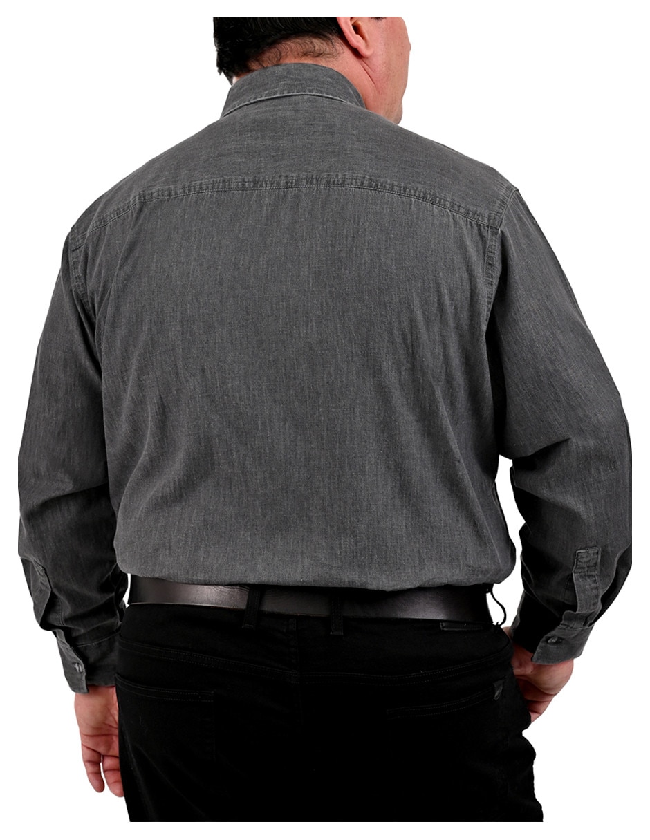 Camisa casual de mezclilla manga larga para hombre 2