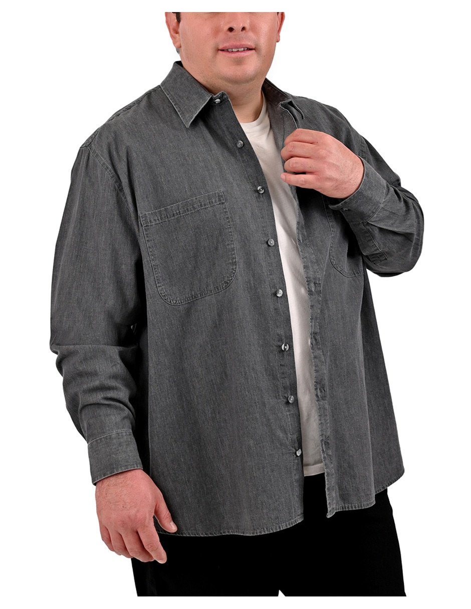 Camisa casual de mezclilla manga larga para hombre 3