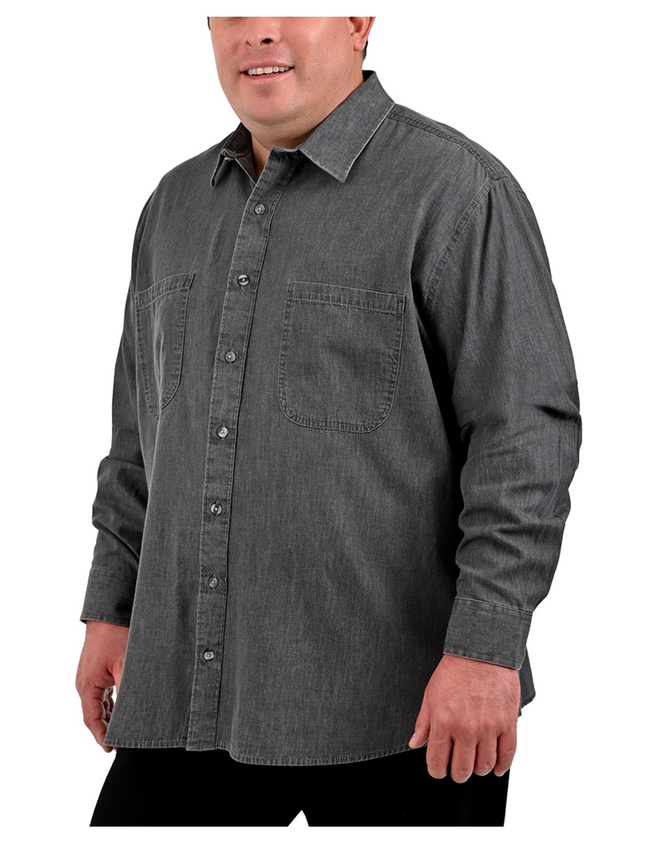 Camisa casual de mezclilla manga larga para hombre 4