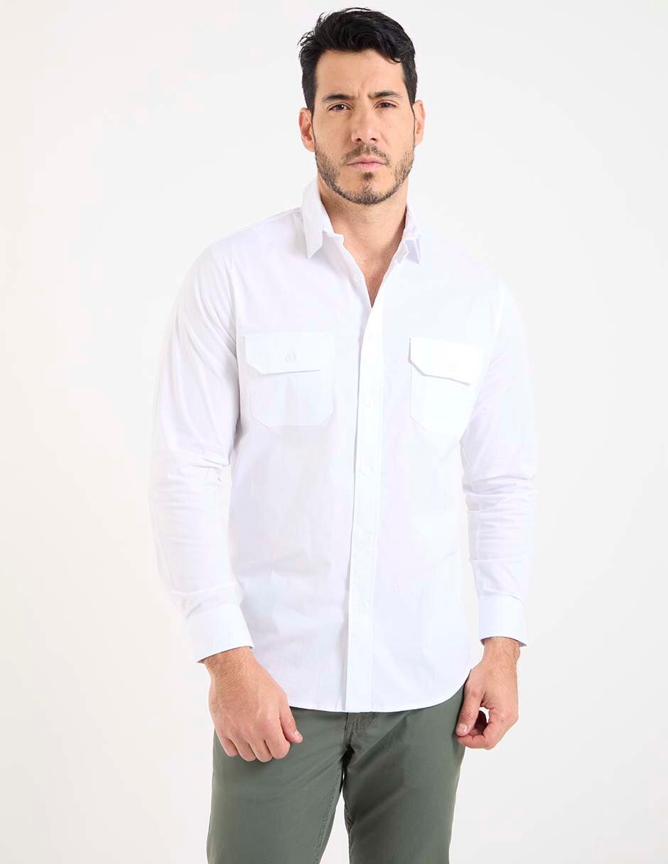 Camisa business casual de algodón manga larga para hombre Camisa business casual de algodón manga larga para hombre