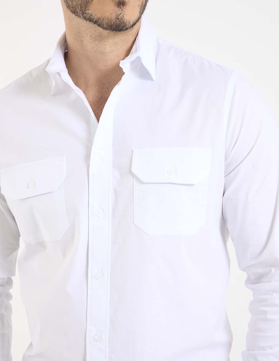 Camisa business casual de algodón manga larga para hombre 4