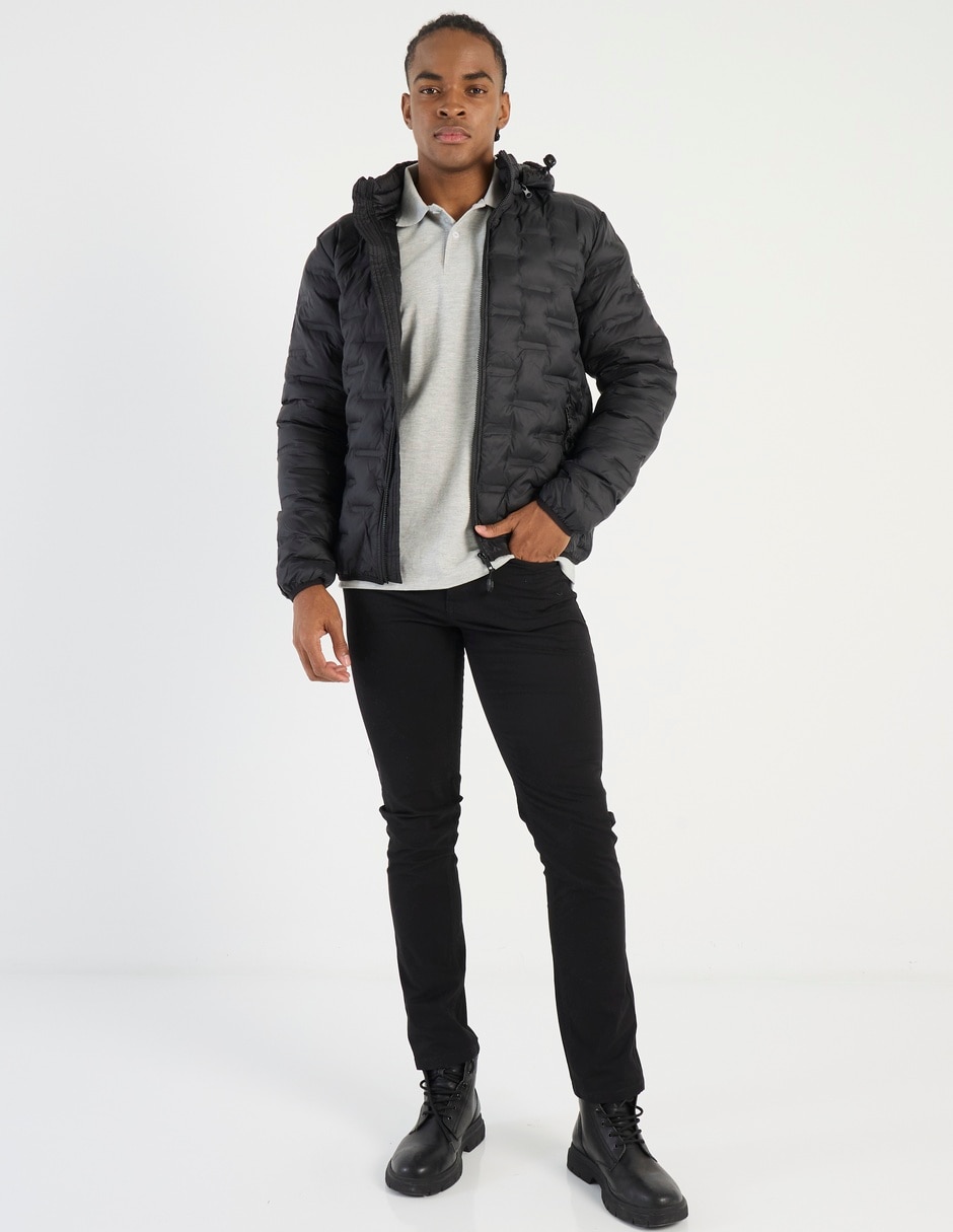 Chamarra acolchada impermeable con capucha y bolsa para hombre 3