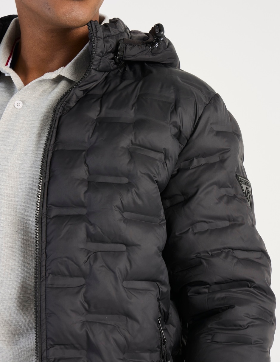 Chamarra acolchada impermeable con capucha y bolsa para hombre 4