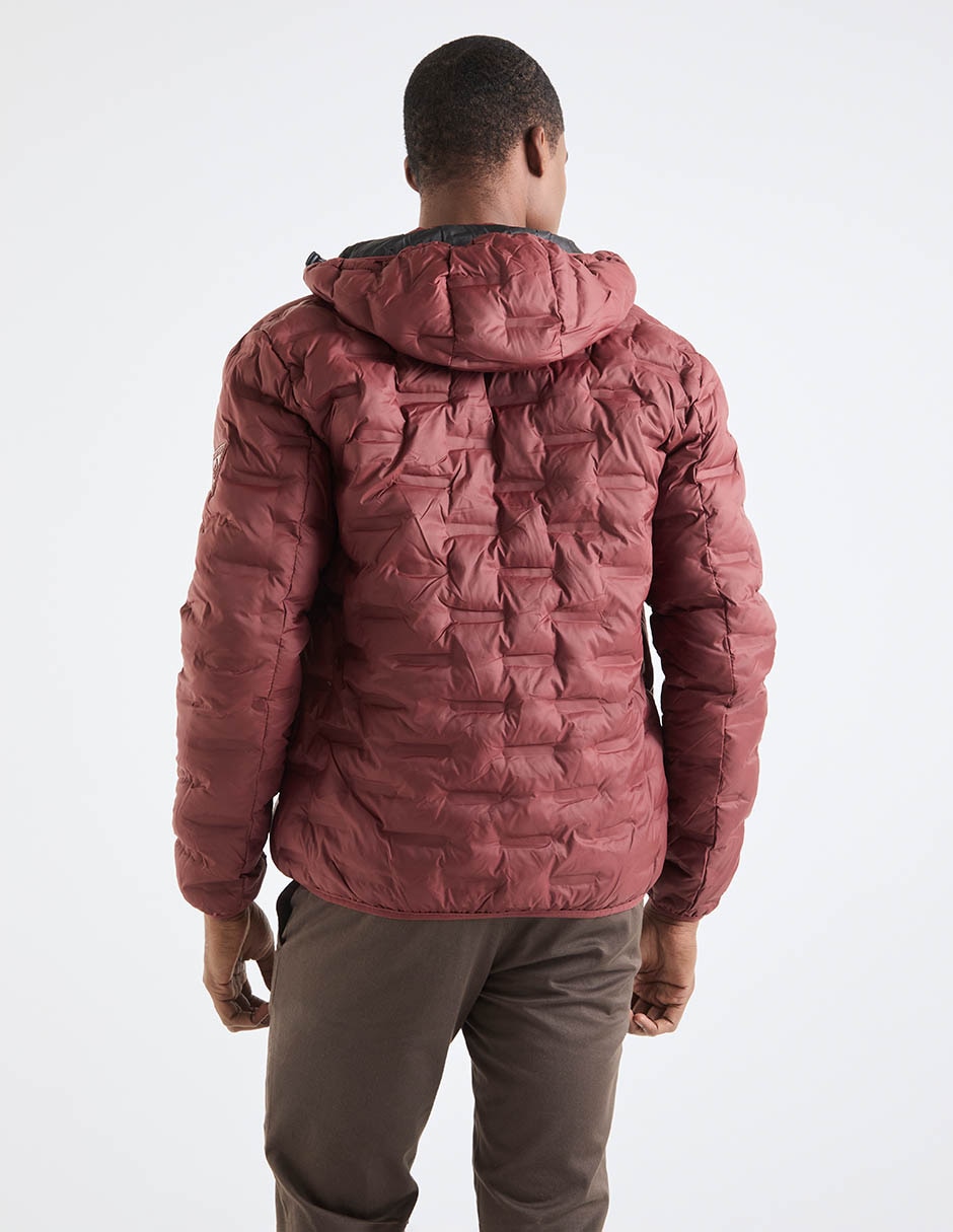 Chamarra acolchada impermeable con capucha y bolsa para hombre 2