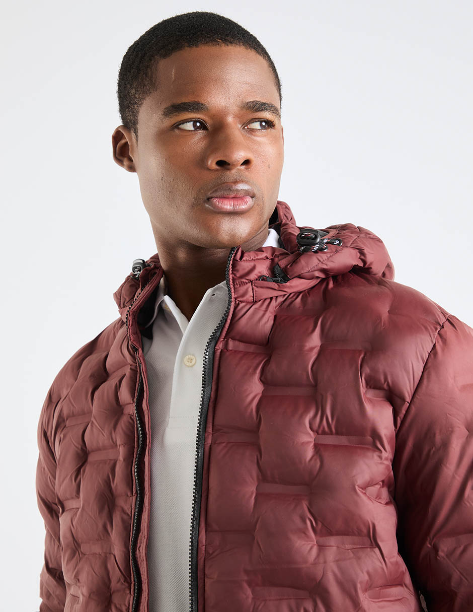 Chamarra acolchada impermeable con capucha y bolsa para hombre 4