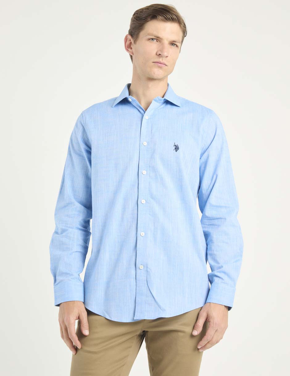 Camisa casual de algodón manga larga para hombre Camisa casual de algodón manga larga para hombre