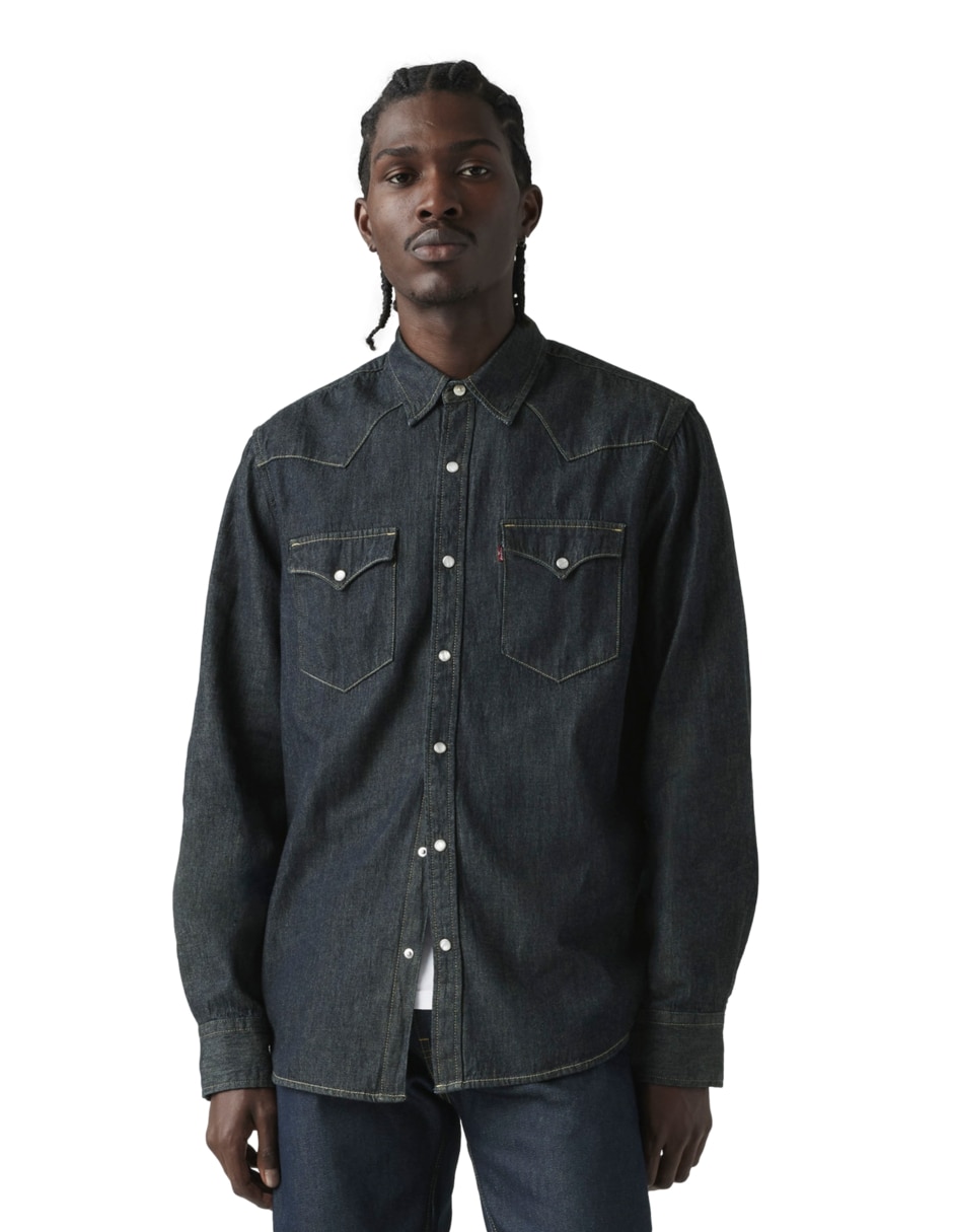 Camisa casual de algodón manga larga para hombre