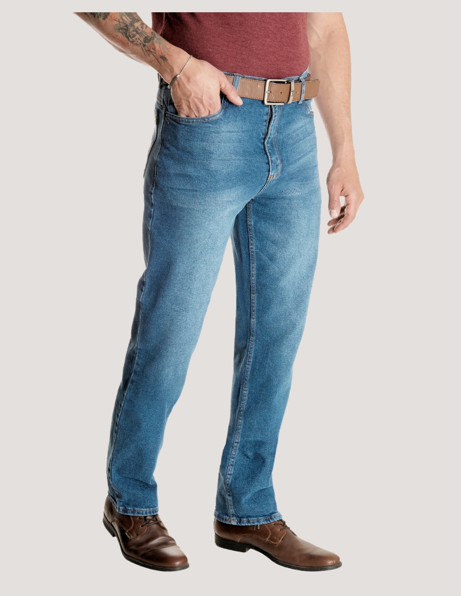 Jeans straight deslavado para hombre 2