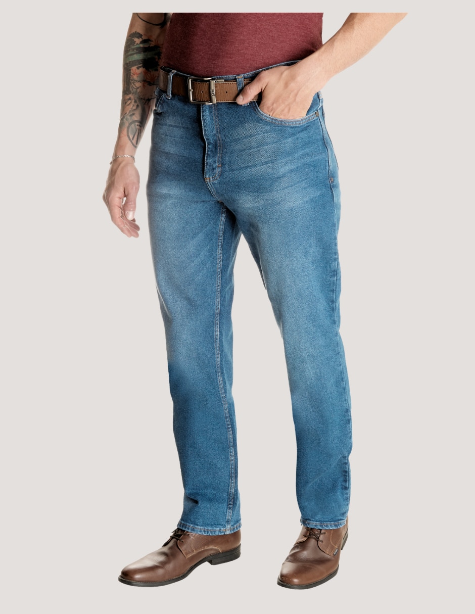 Jeans straight deslavado para hombre 3