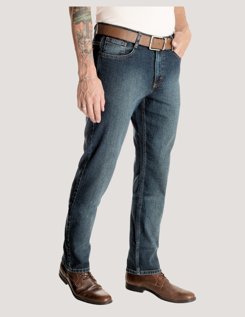 Jeans straight deslavado para hombre 2