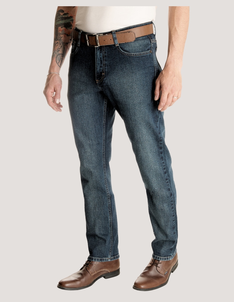 Jeans straight deslavado para hombre 3