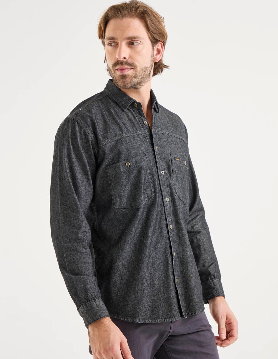 Camisa casual de algodón manga larga para hombre