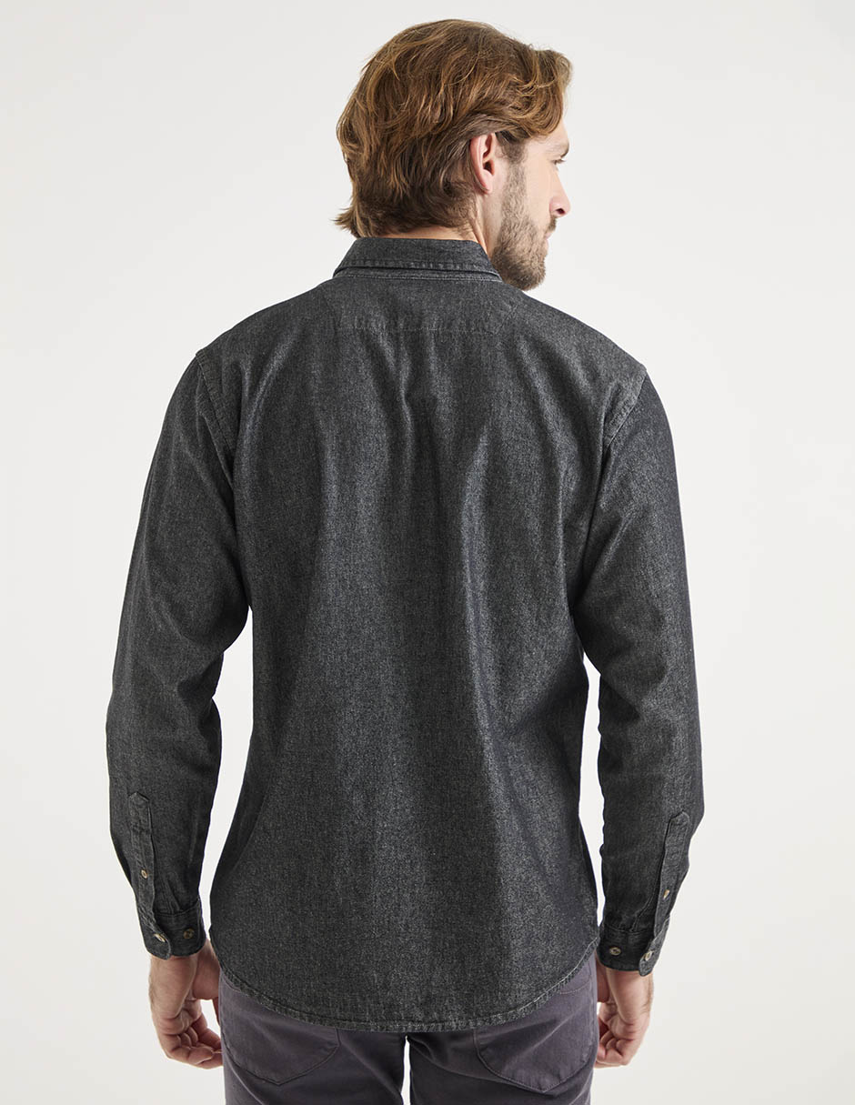 Camisa casual de algodón manga larga para hombre 2