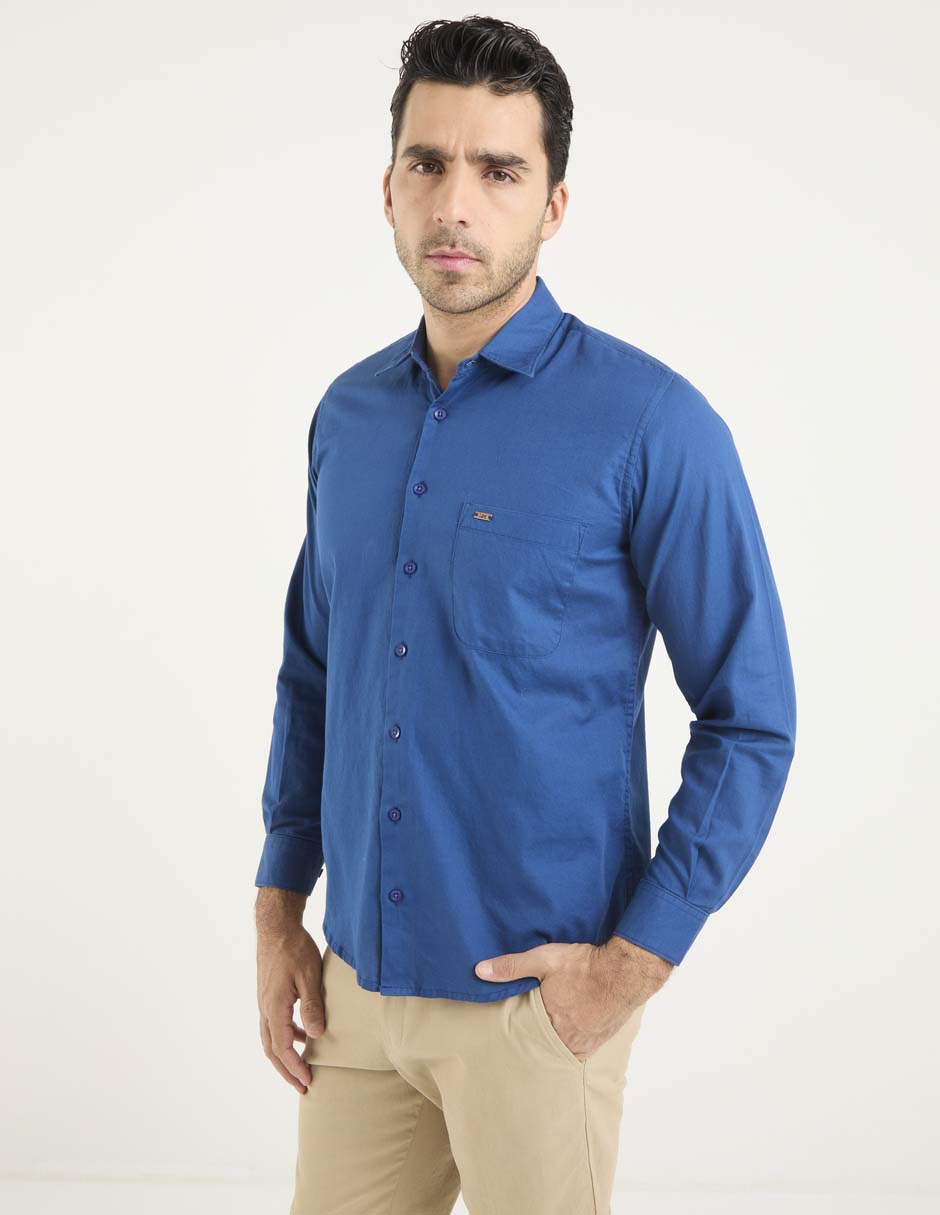 Camisa casual de algodón manga larga para hombre