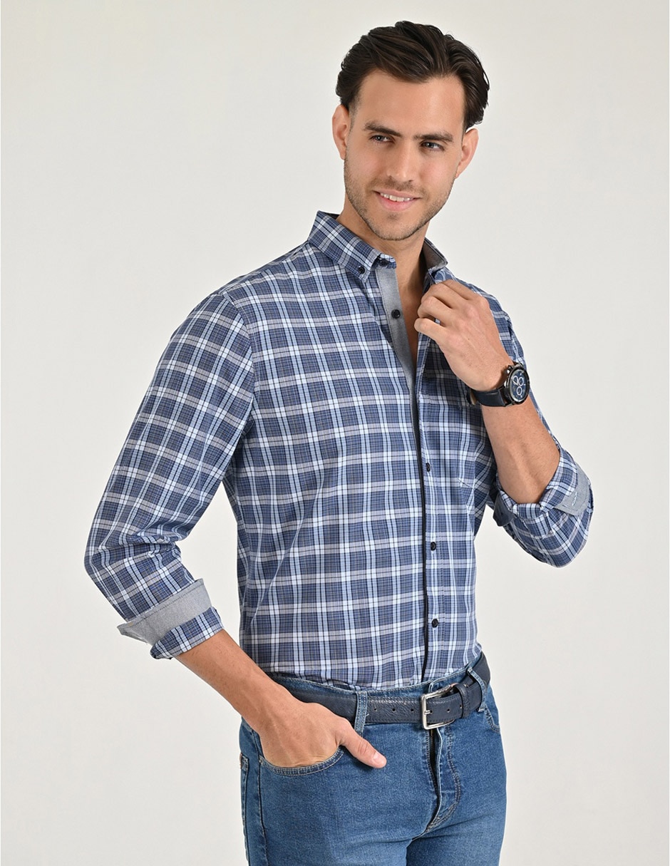 Camisa casual manga larga para hombre 4