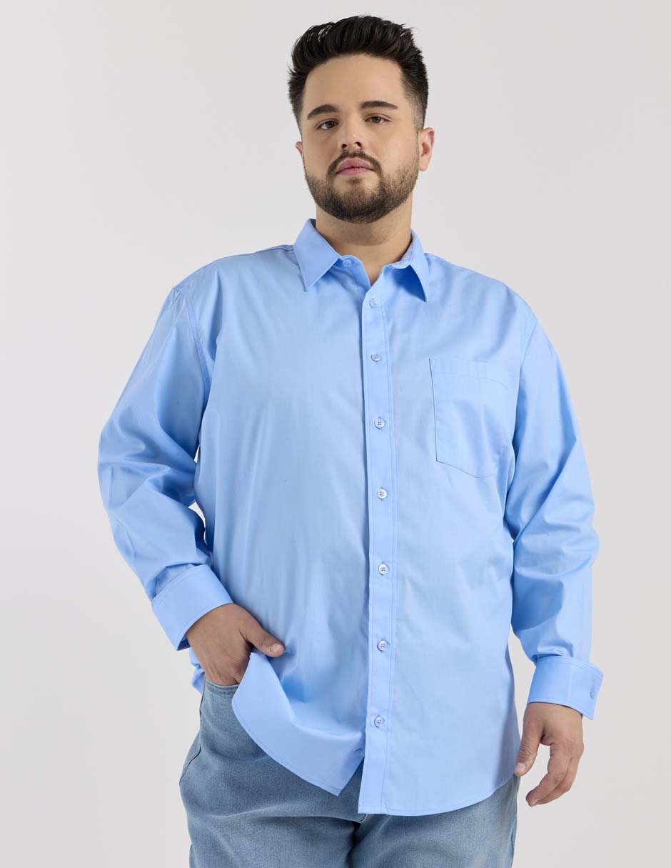 Camisa casual de algodón manga larga para hombre