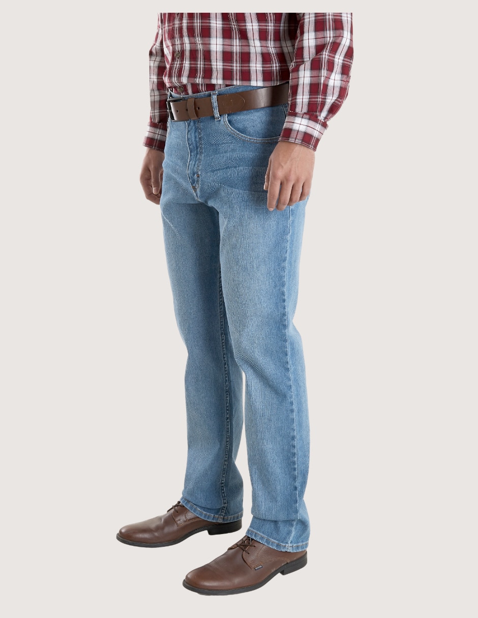 Jeans straight deslavado para hombre 4