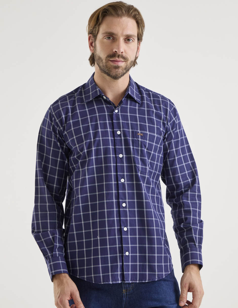 Camisa casual de algodón manga larga para hombre