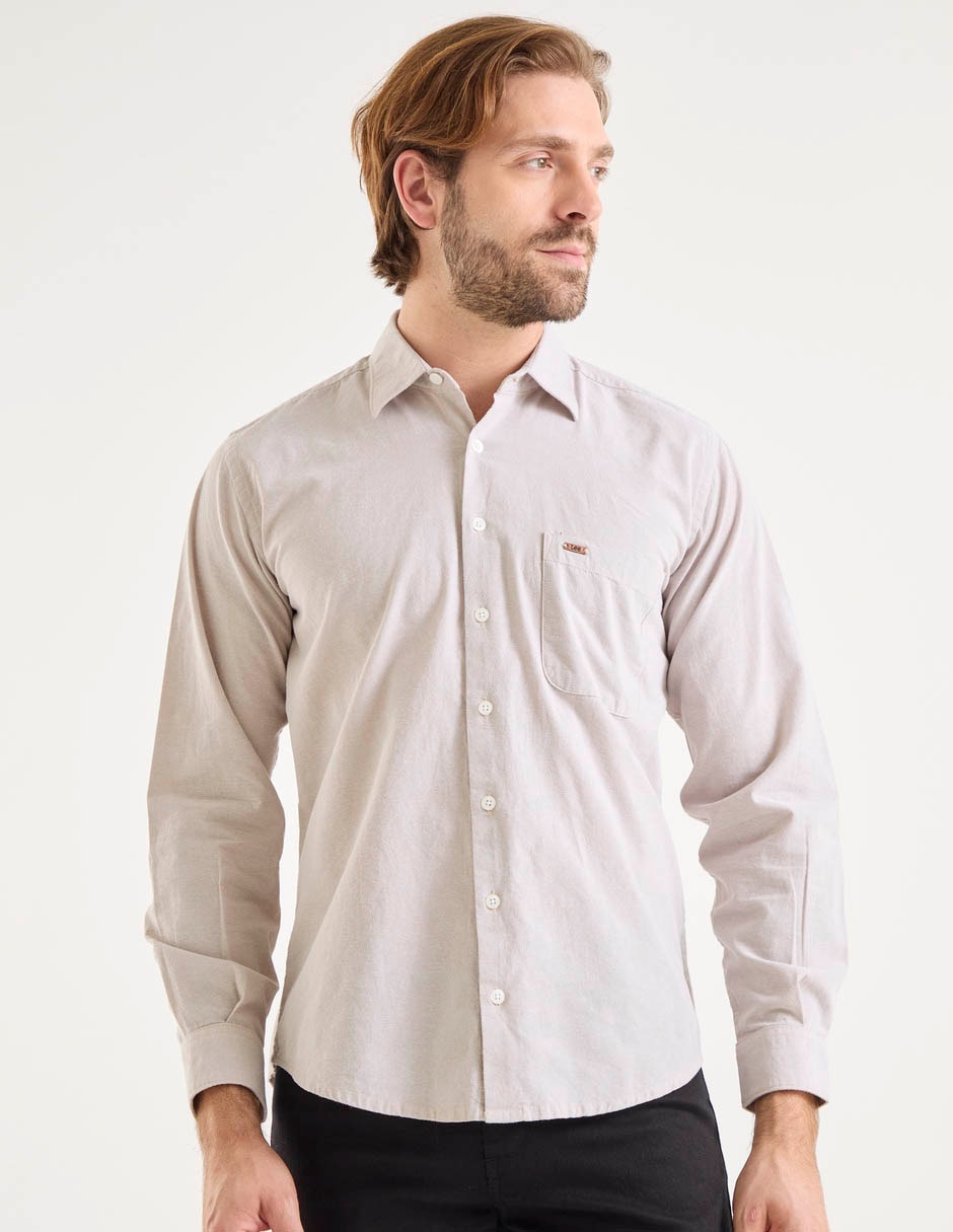 Camisa casual de algodón manga larga para hombre