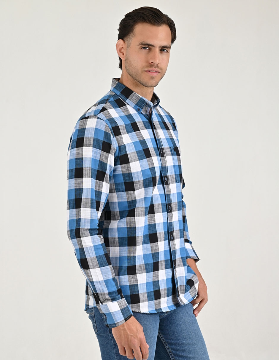 Camisa casual manga larga para hombre 4