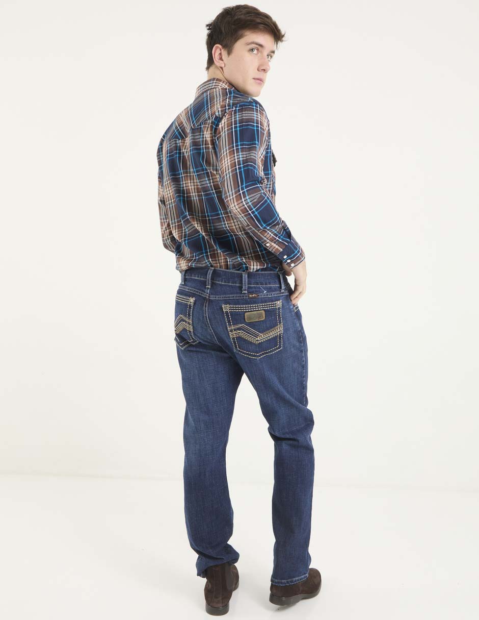 Jeans straight lavado whisker para hombre 2