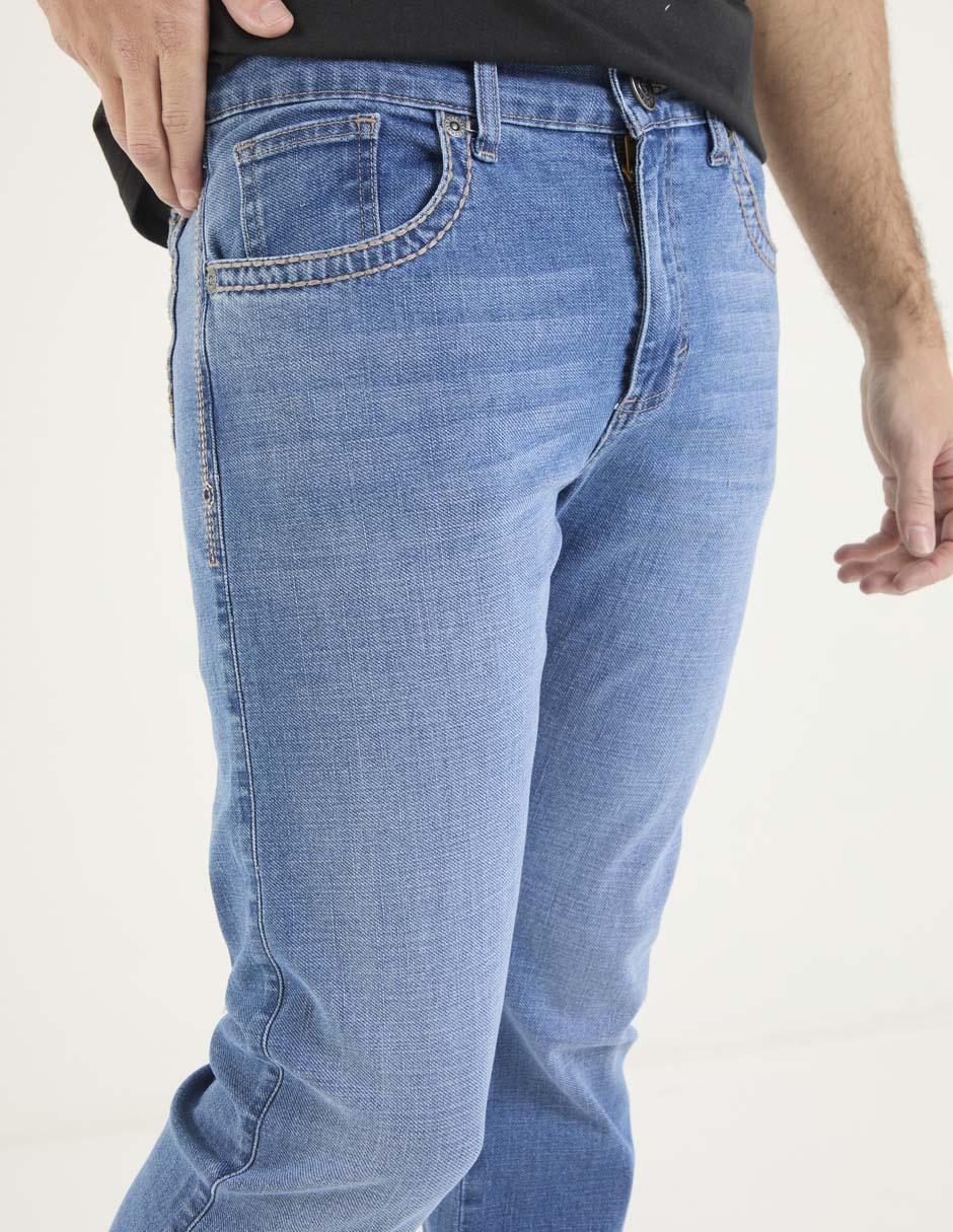 Jeans slim lavado claro para hombre 4