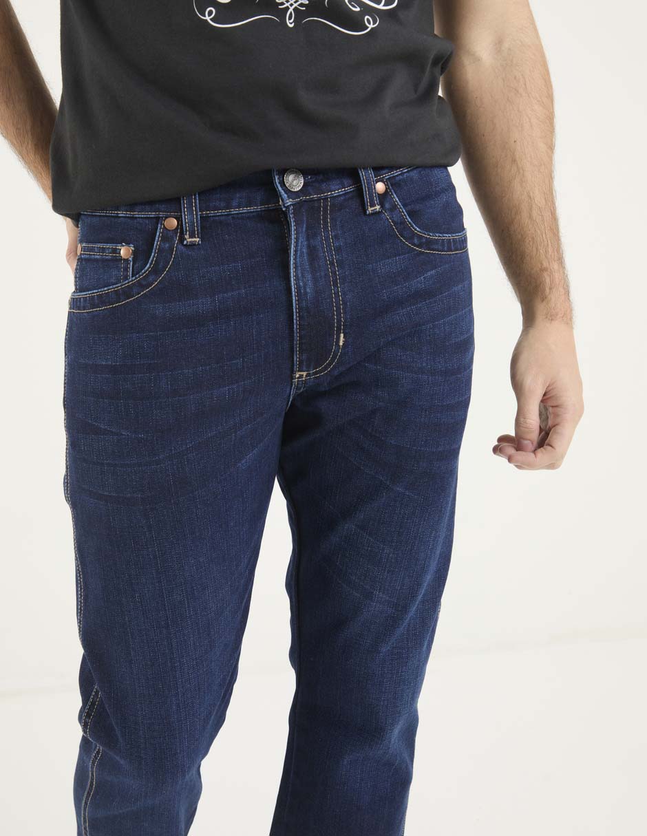 Jeans slim lavado stone wash para hombre 4
