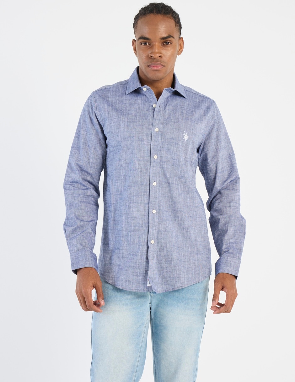 Camisa casual de algodón manga larga para hombre