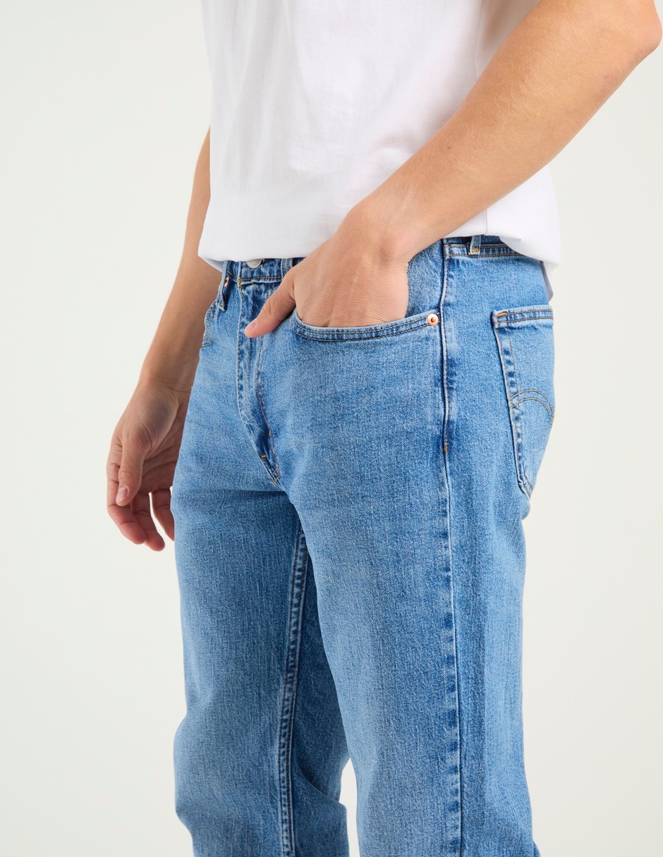 Jeans straight lavado medio para hombre 4