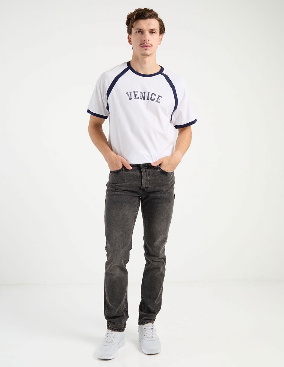 Jeans straight deslavado para hombre 3