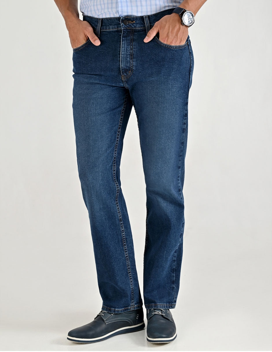 Jeans straight lavado stone wash para hombre