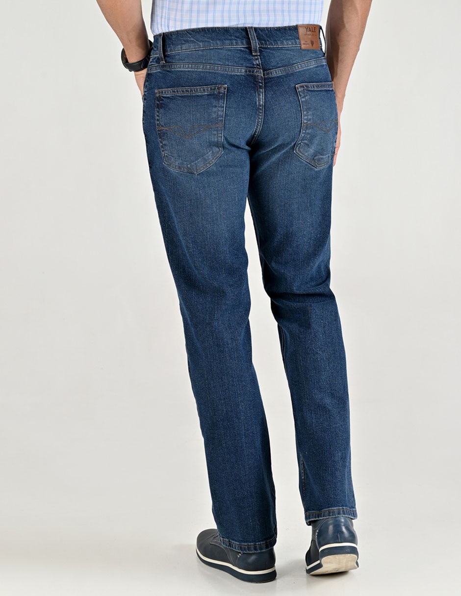 Jeans straight lavado stone wash para hombre 2