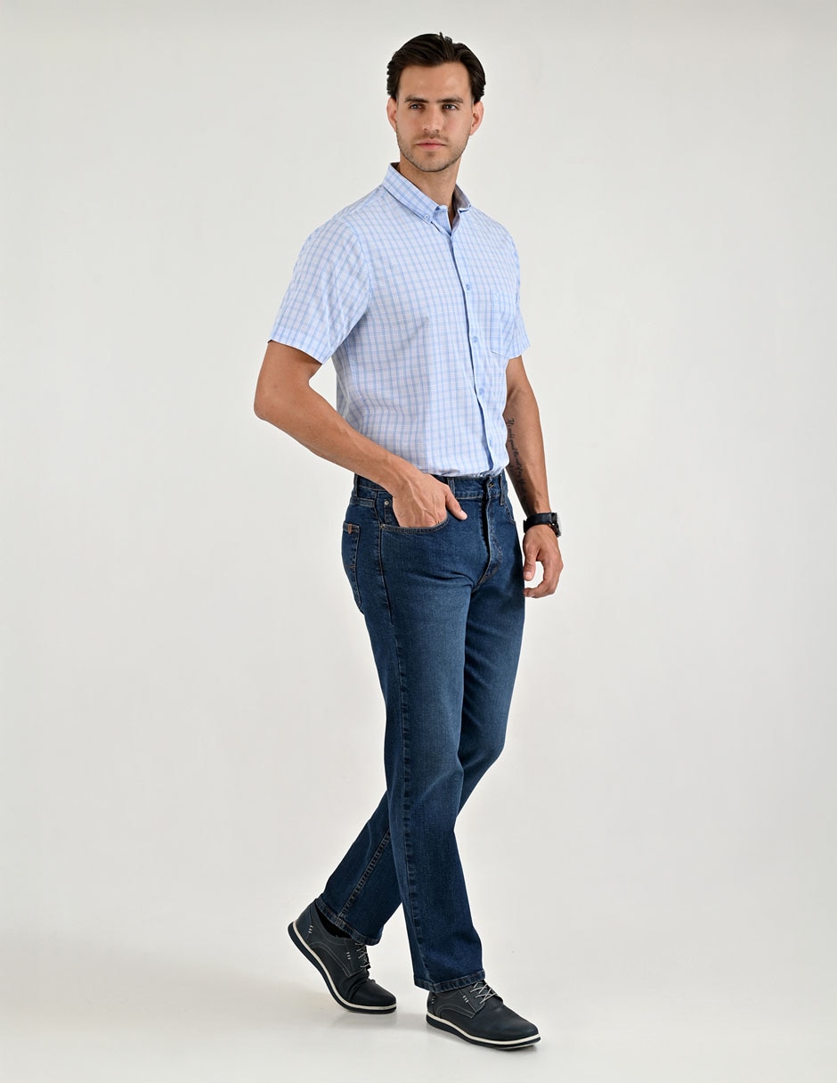 Jeans straight lavado stone wash para hombre 3