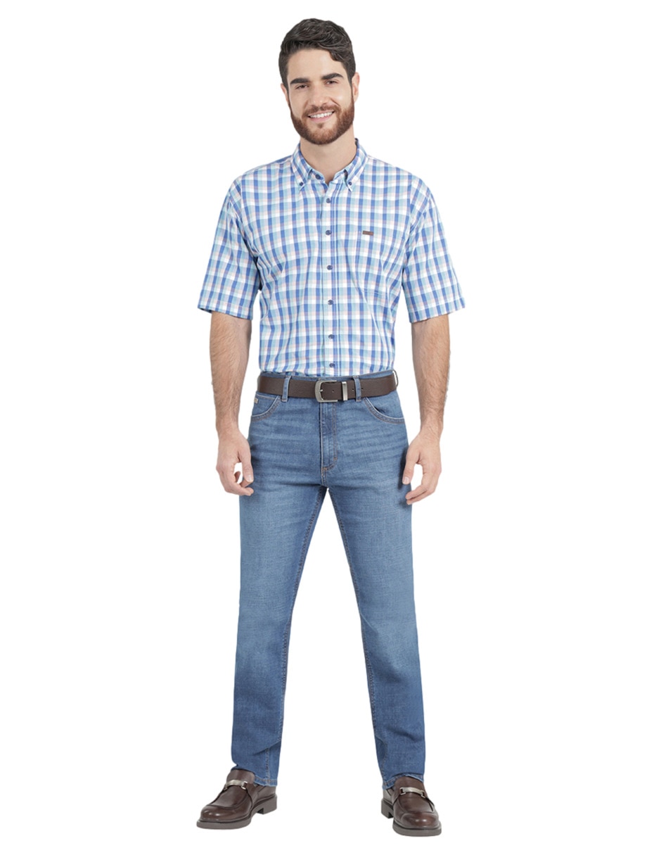 Jeans straight 112369571 lavado whisker para hombre 4