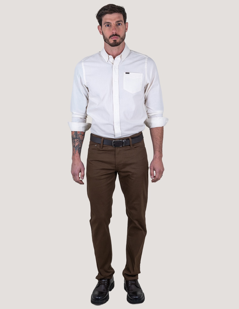 Pantalón chino slim de gabardina para hombre 5
