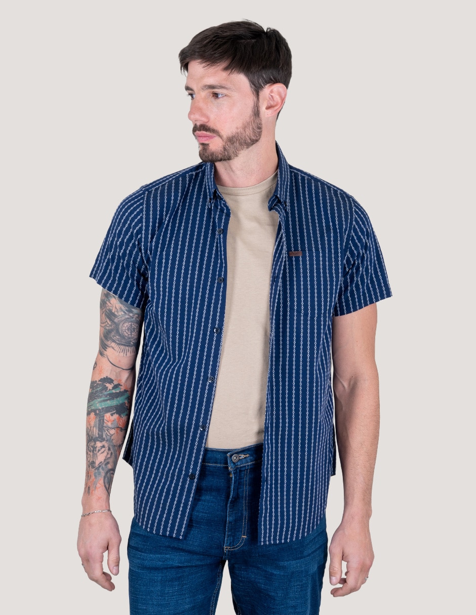 Camisa casual de algodón manga corta para hombre