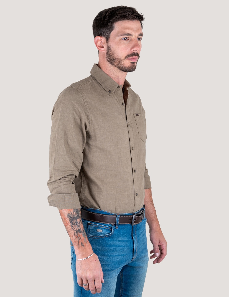 Camisa casual de algodón manga larga para hombre 2