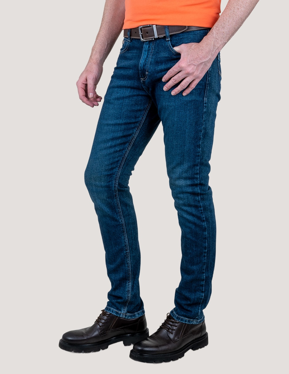 Jeans slim whisker para hombre 2