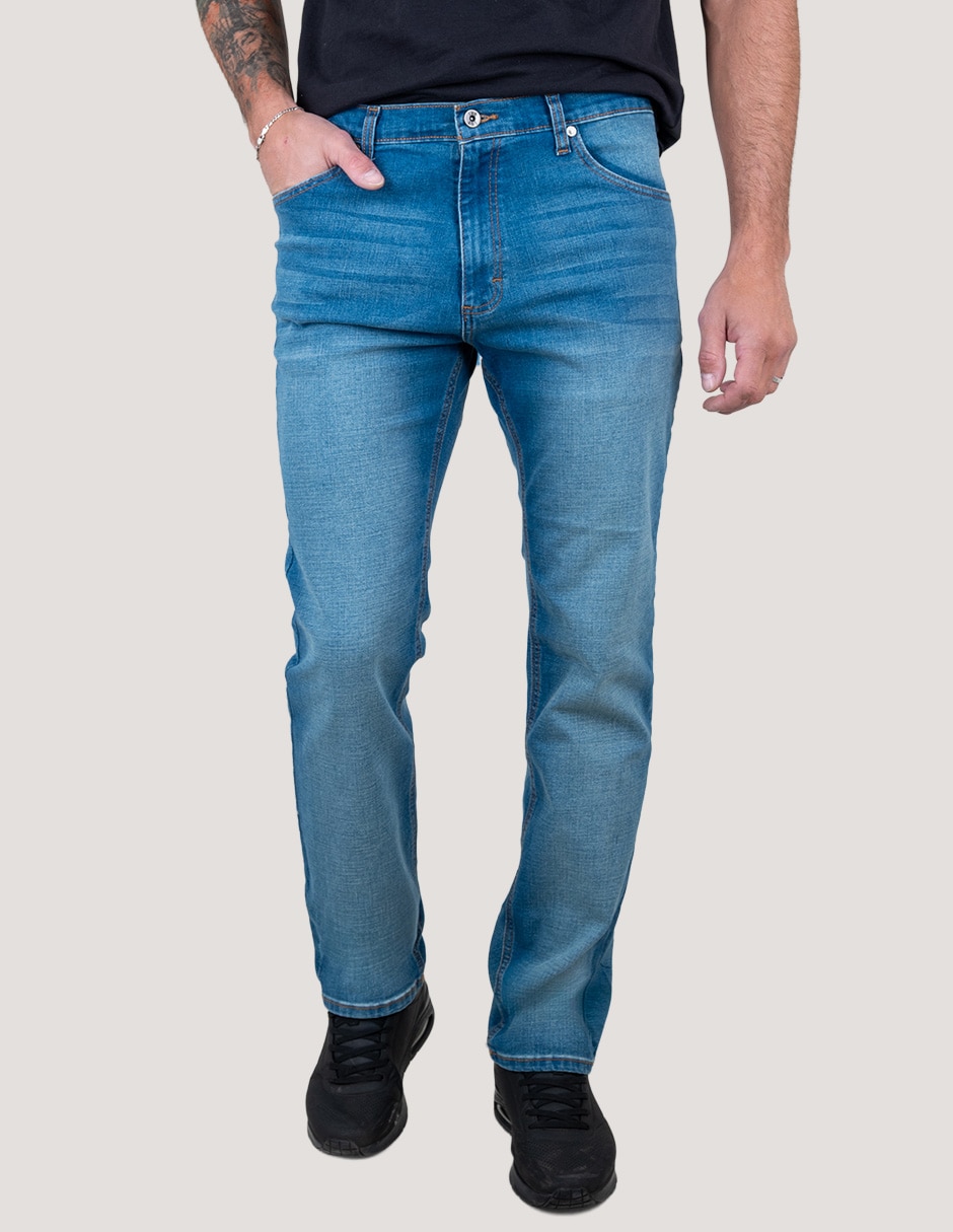 Jeans straight lavado whisker para hombre