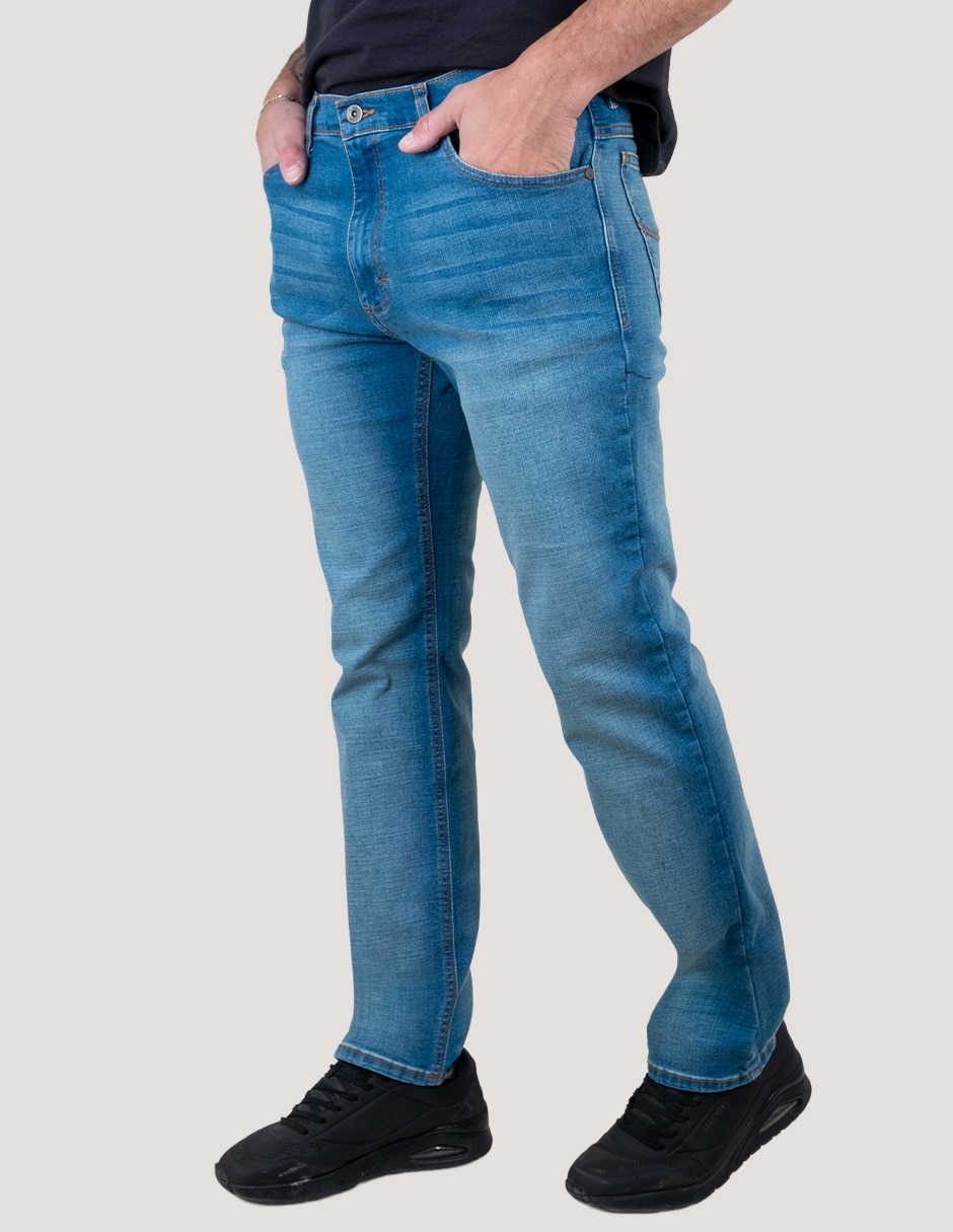 Jeans straight lavado whisker para hombre 2