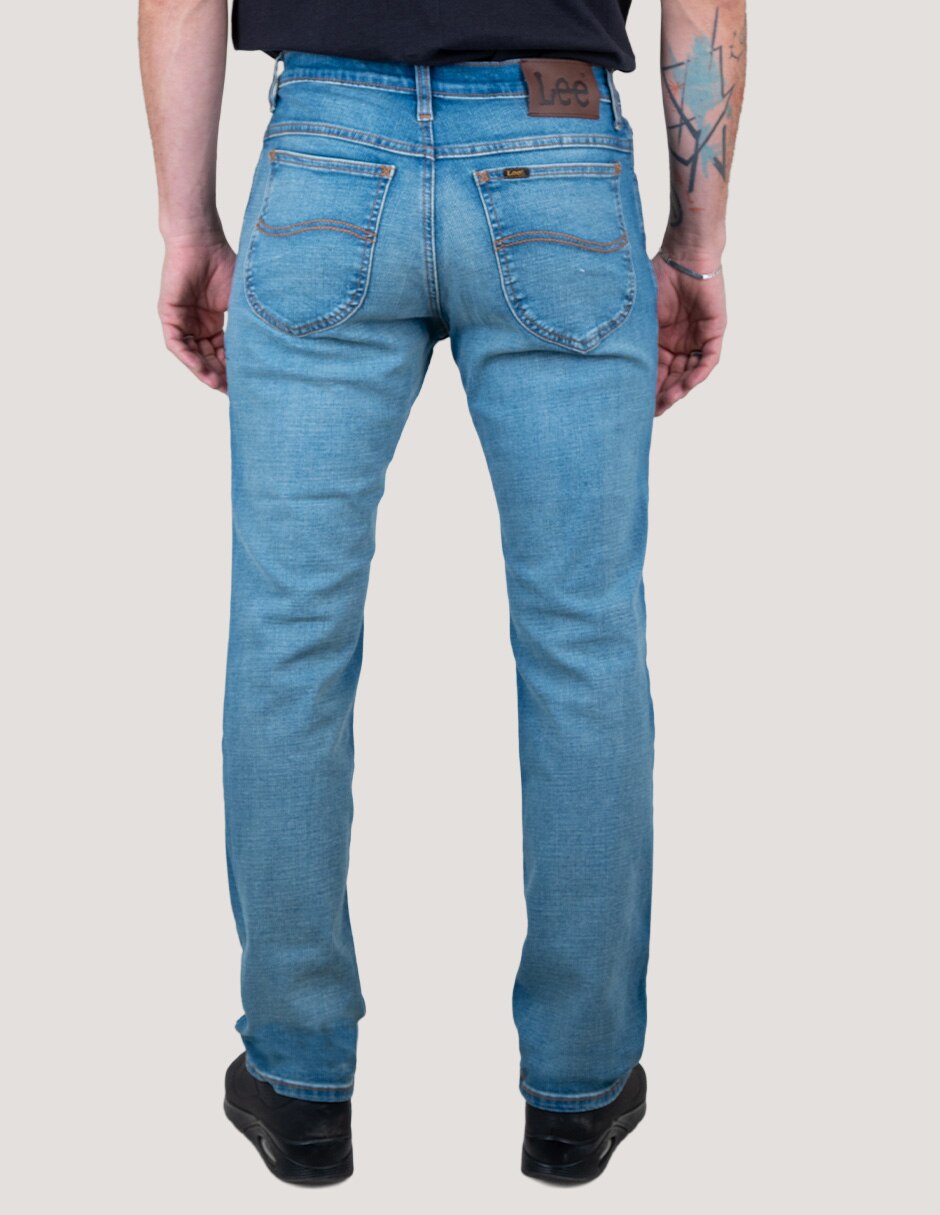 Jeans straight lavado whisker para hombre 3