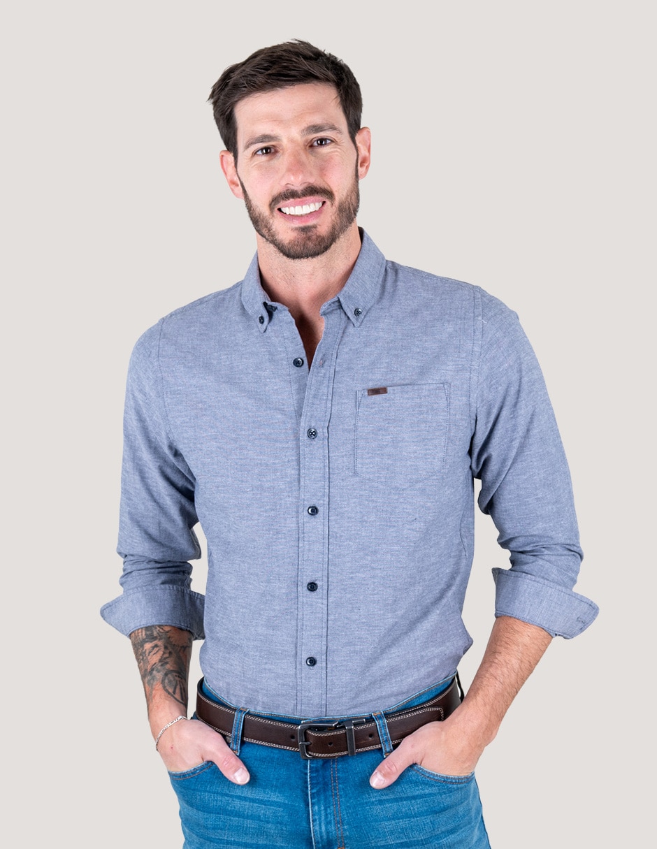 Camisa casual de algodón manga larga para hombre Camisa casual de algodón manga larga para hombre