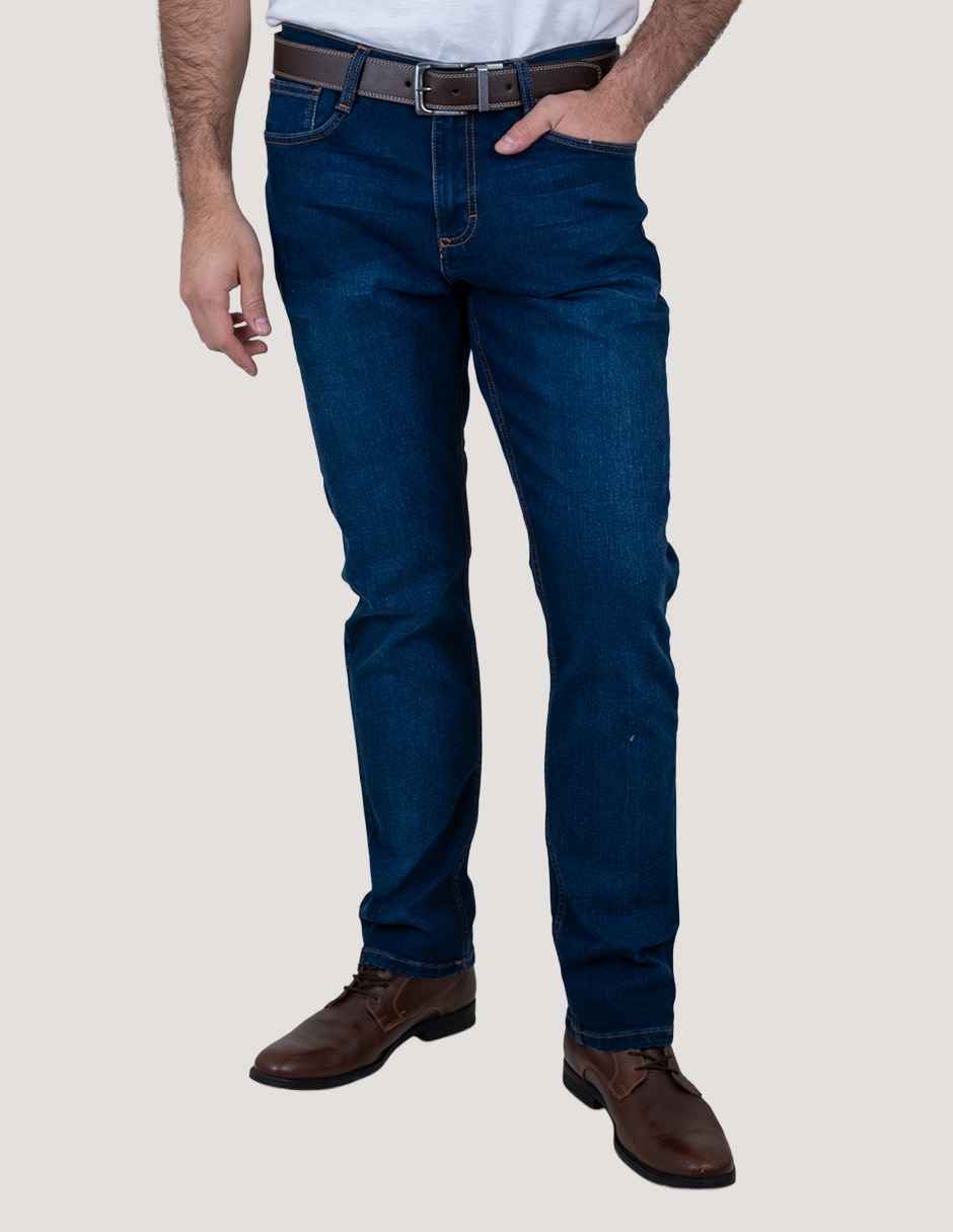 Jeans slim lavado whisker para hombre