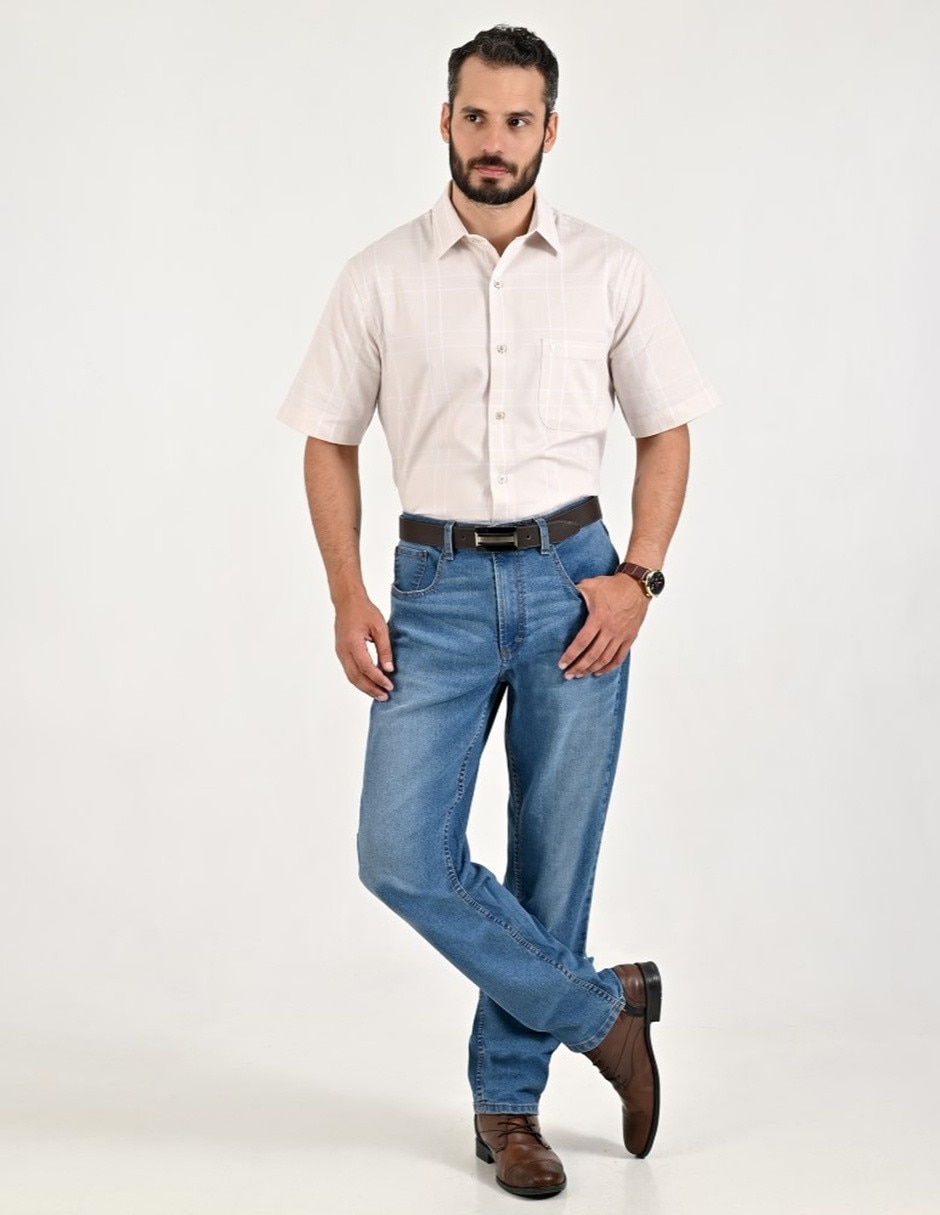 Jeans regular lavado whisker para hombre 5
